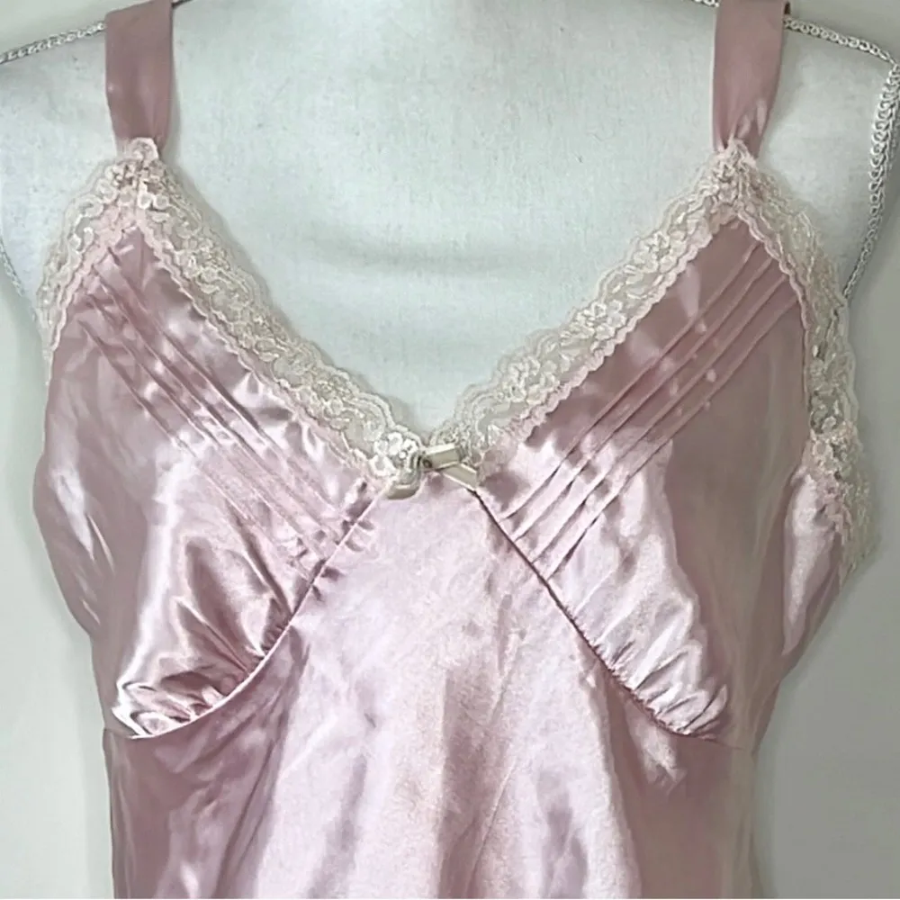 Vintage 90s Pink Satin Cami Size M - Image 3
