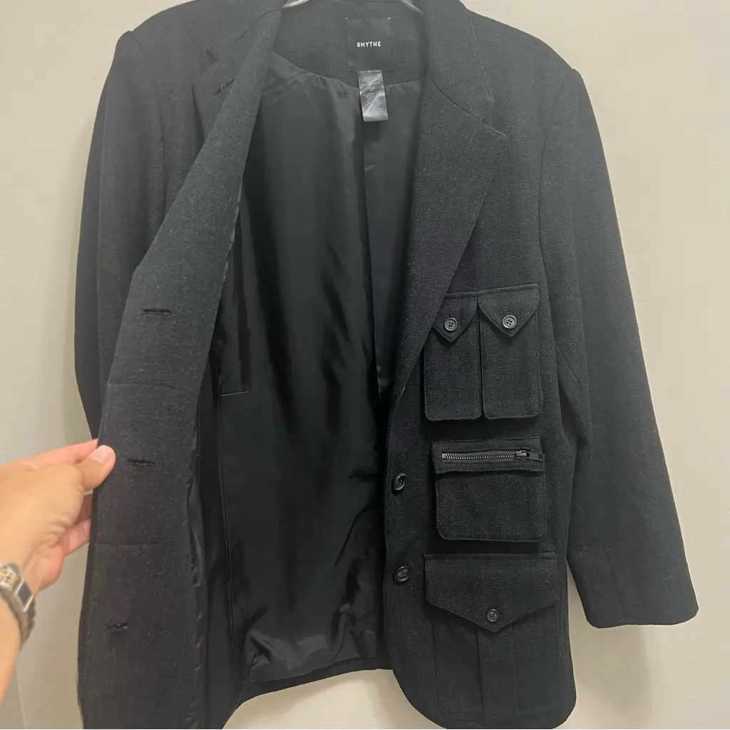 SMYTHE Surplus Cargo Blazer Jacket Wool Blend Black Size M Size M - Image 6