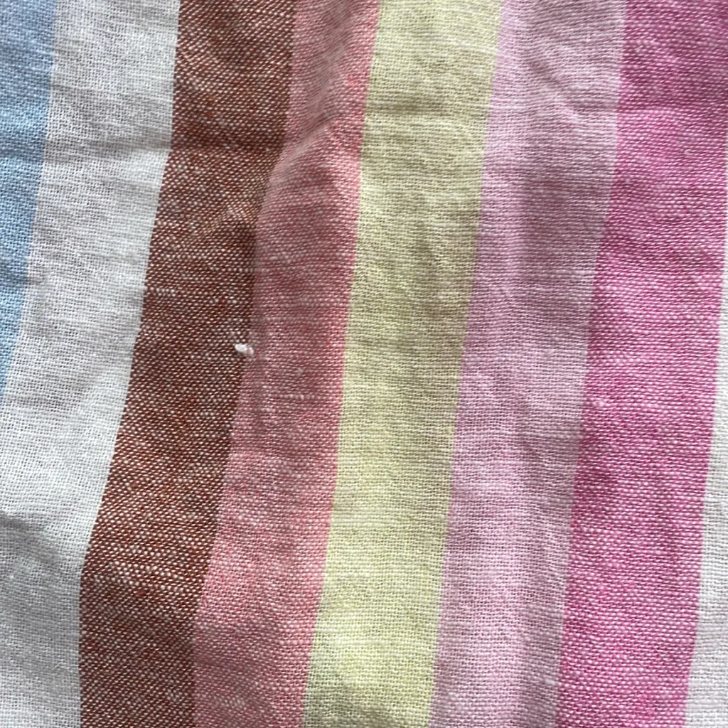 J. Crew Button Down Ruffle Sleeve Striped Linen Blend Top - Image 9