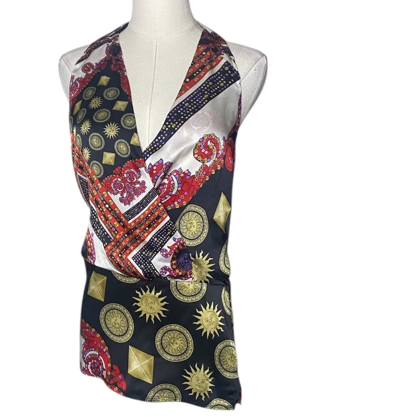 VINTAGE 90s Gianni Versace Barocco Sun & Medusa Halter Top - Image 3