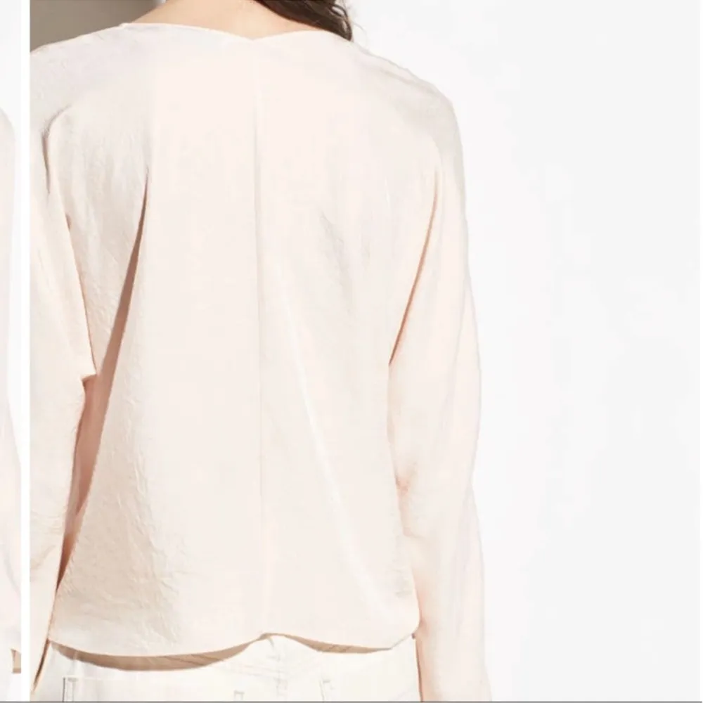 VINCE Crossover Blouse in Oat Blush - Image 3