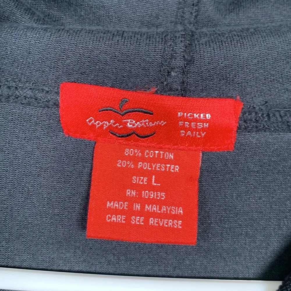 Y2K Vintage Apple Bottoms Black Velour Zip Up Jacket Juniors Large GUC #DS-1773 - Image 7