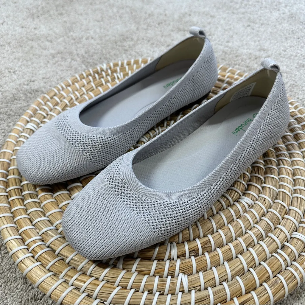 burudani Women’s Knit Flat Shoes Square Toe Comfort in Light Gray Size 7.5 - Image 3