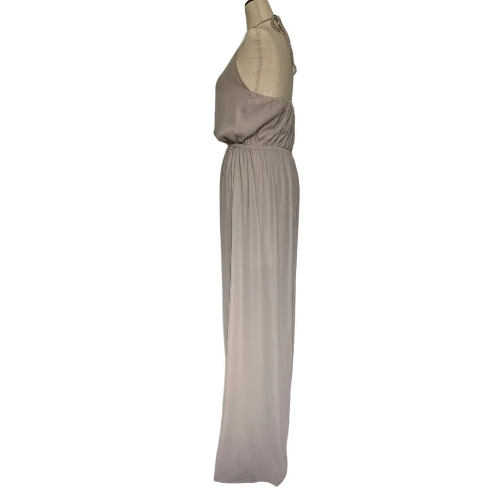 Show Me Your Mumu Heather Halter Maxi Dress Size Medium Champagne Sheer Prom - Image 4