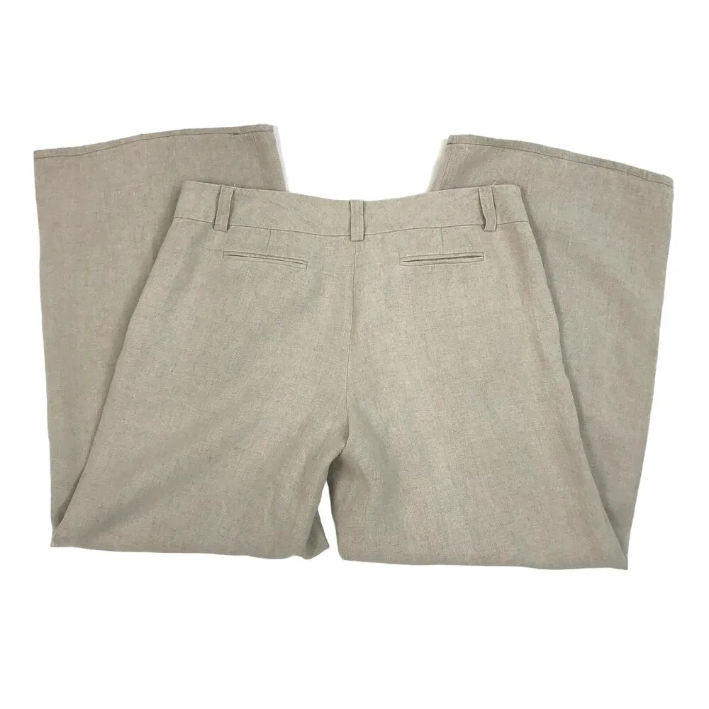 MICHAEL KORS Linen Wide Pant Women Sz10 Natural Cottage Fairy Retro Preppy Boho - Image 3