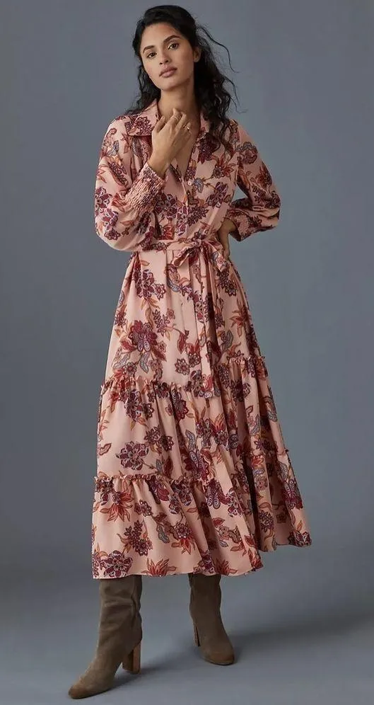 NWT Misa Los Angeles Coralie Pink Floral Maxi Shirt Dress sz XS - Image 4