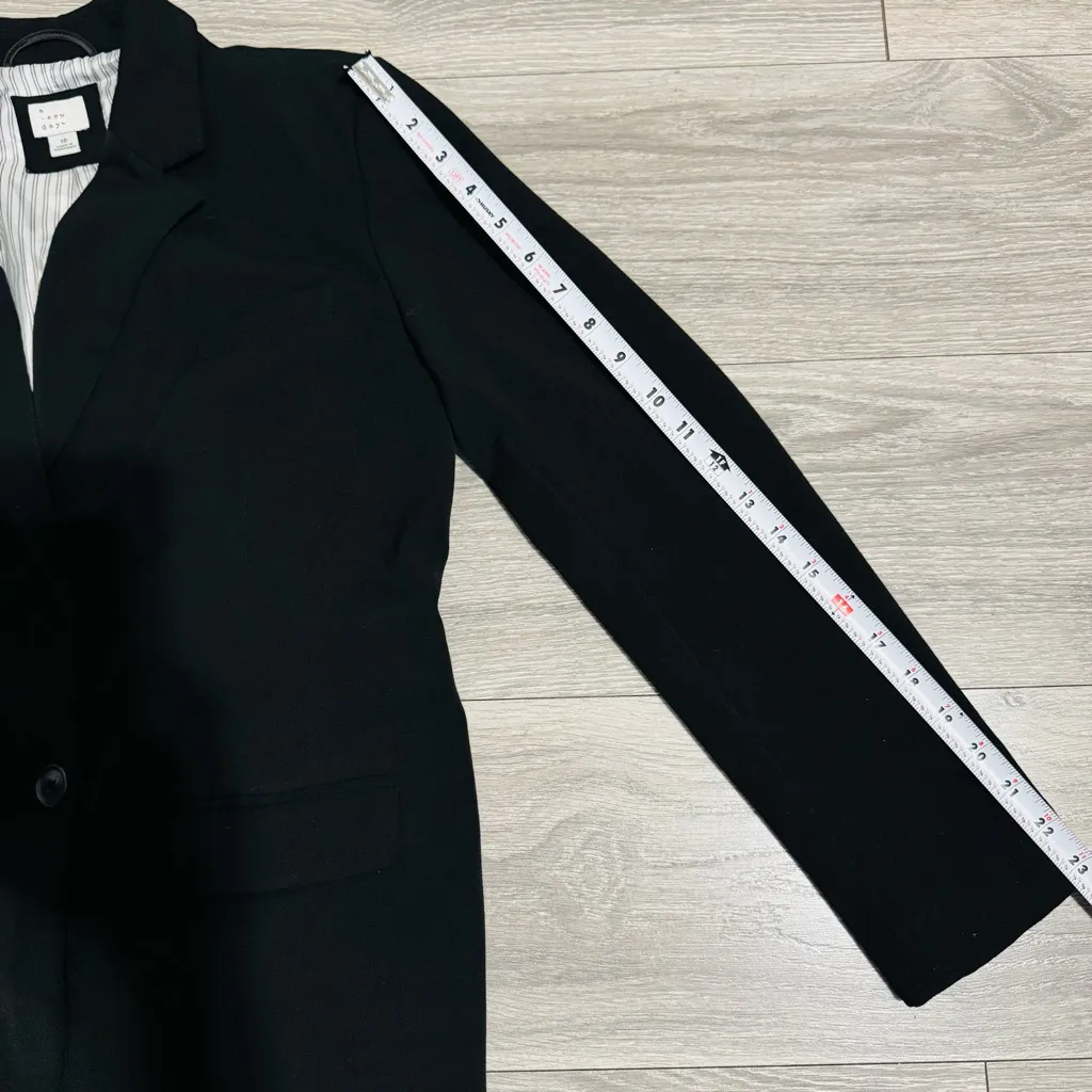 A New Day Women Classic Black Collared One Button Business Casual Blazer Size 10 - Image 14