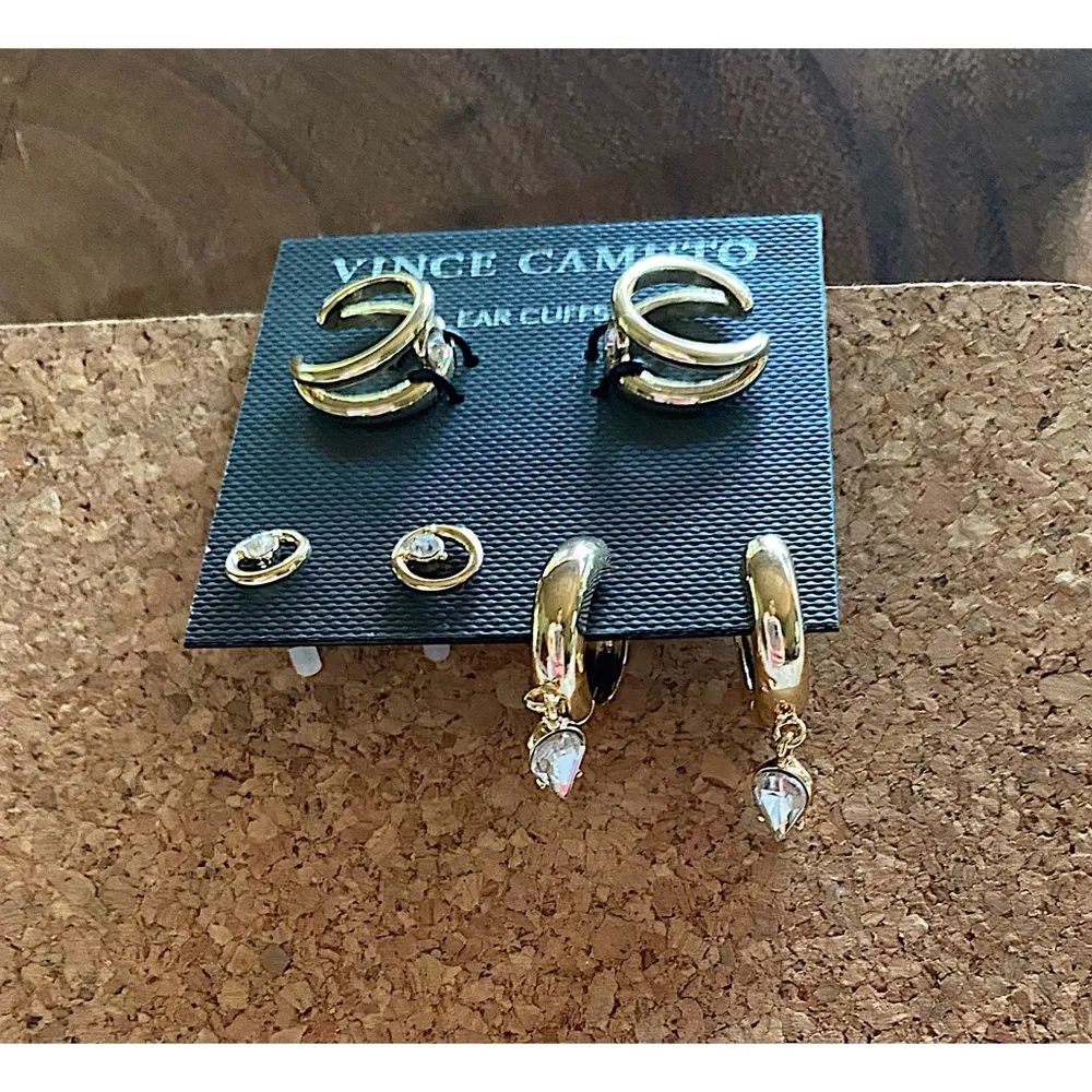 NWT Vince Camuto Gold Crystal Earring Set - Image 2
