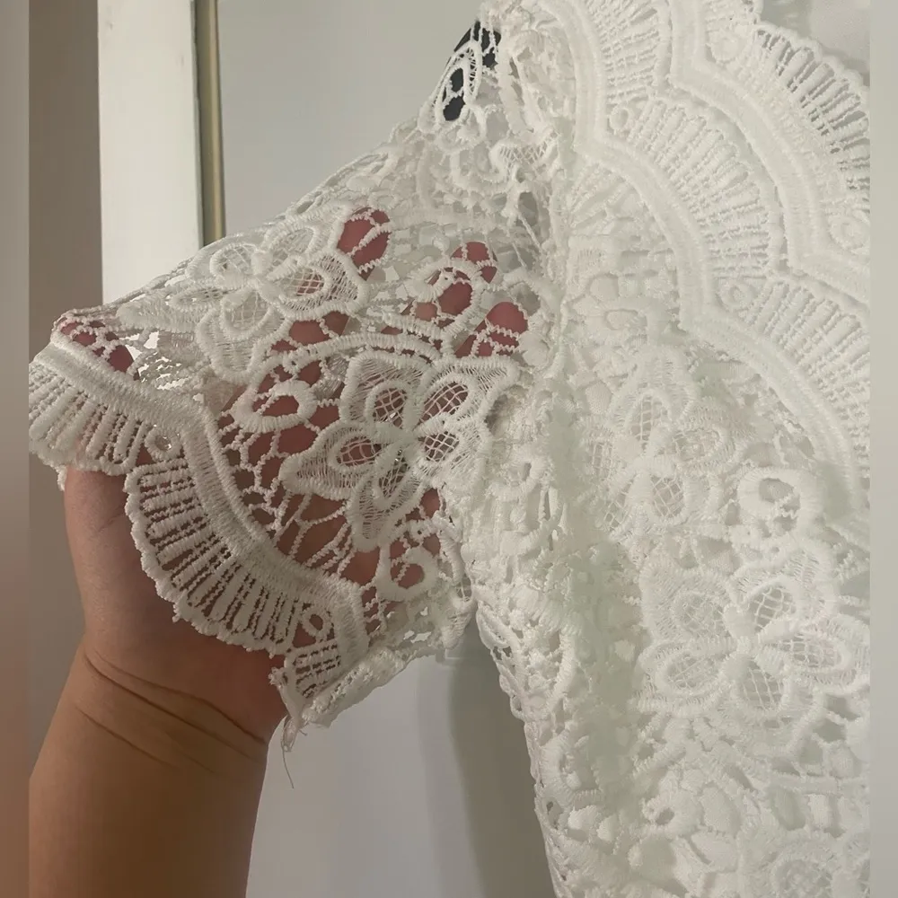 Lulus Dress Women Size Small White Lace Bride Bachelorette Rehearsal Dinner - Image 5