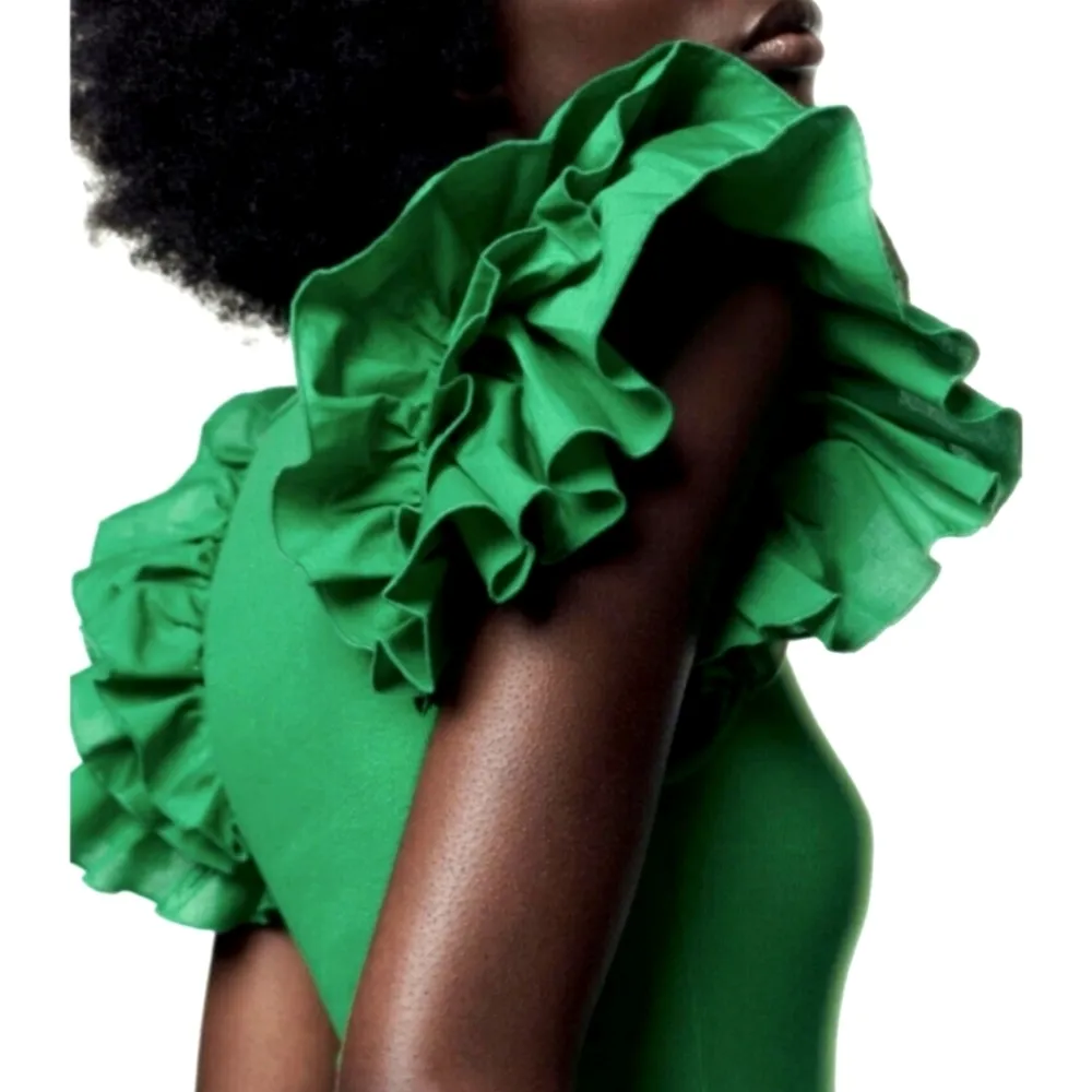 NWT ZARA RUFFLED RIB BODYSUIT Size Small - Image 5