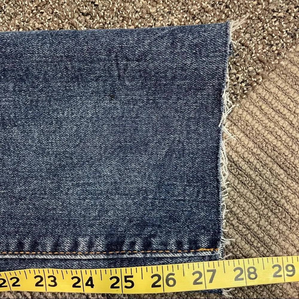 Levi’s Wedgie Straight Button Fly Distressed Jean Raw Hem Dark Wash Sz 26 - Image 13
