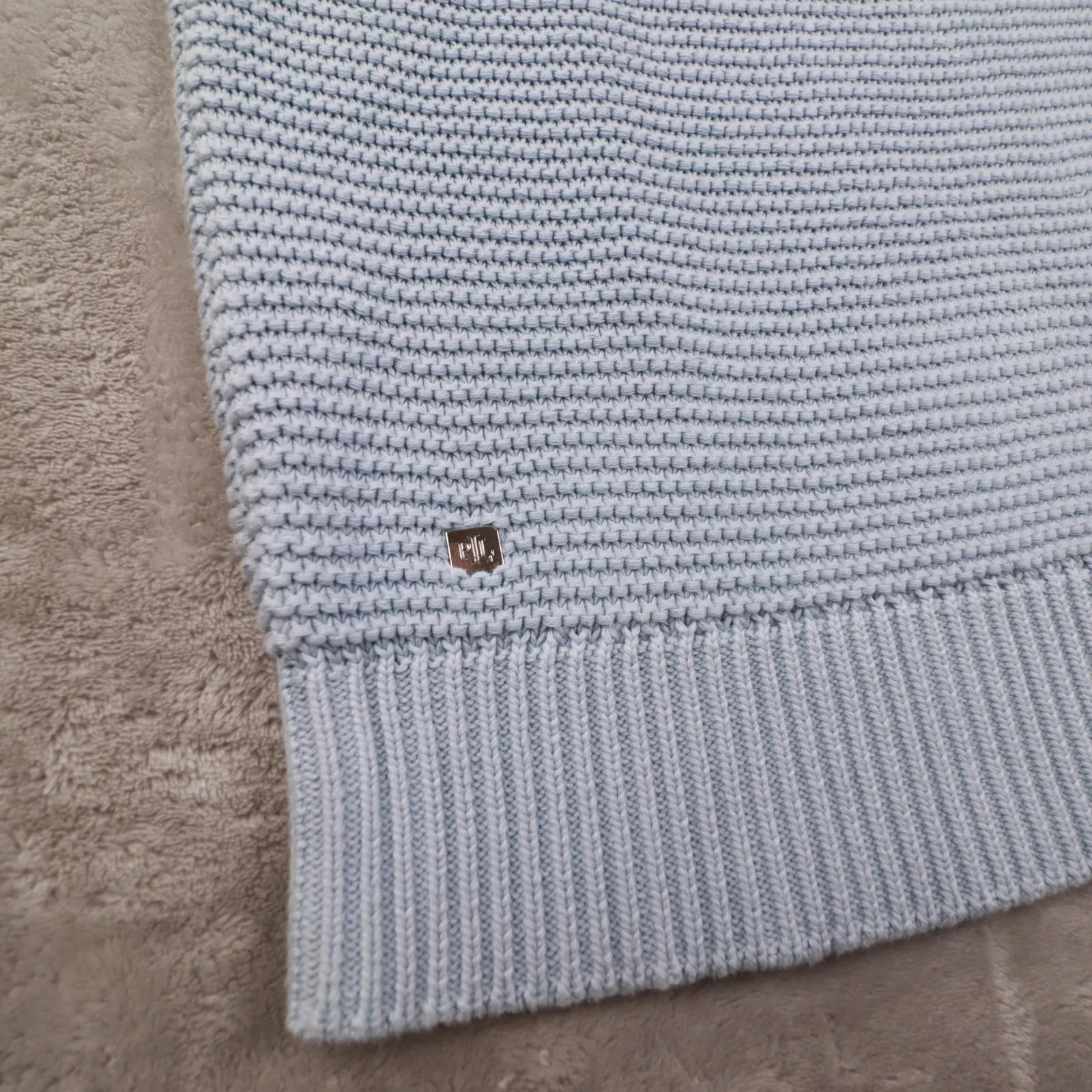 Lauren Ralph Lauren Knit Women's Medium Long Sleeve Sweater Blue Boat Neck - Image 3