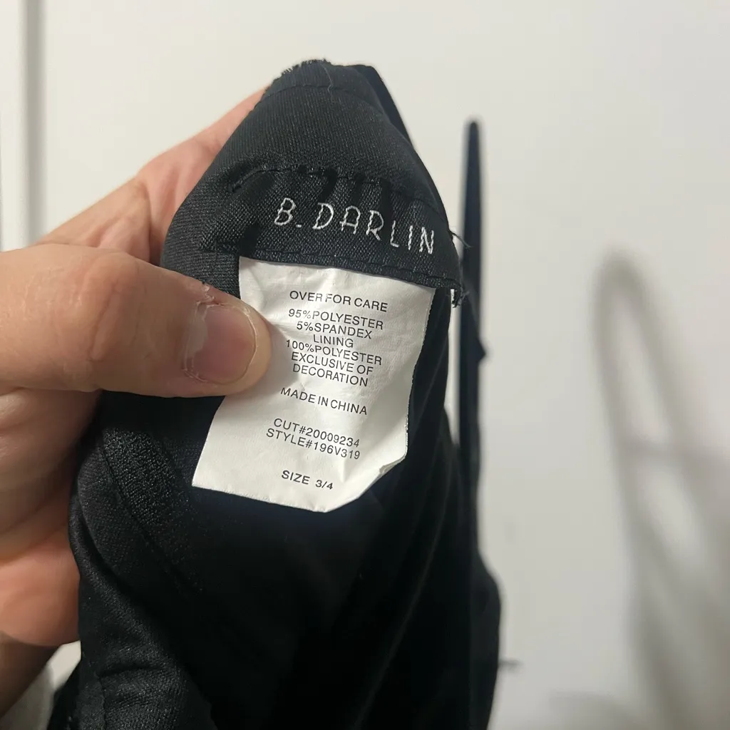 Velvet Black Dress with Red Floral Embroidery bottom ruffles - Image 4