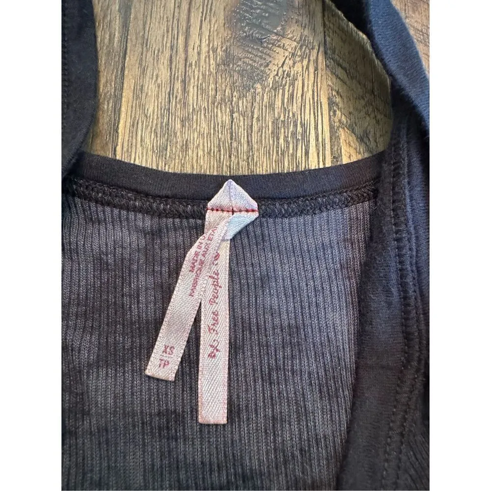 Free people tank top size xs acid wash body con long lined tie front - Image 5