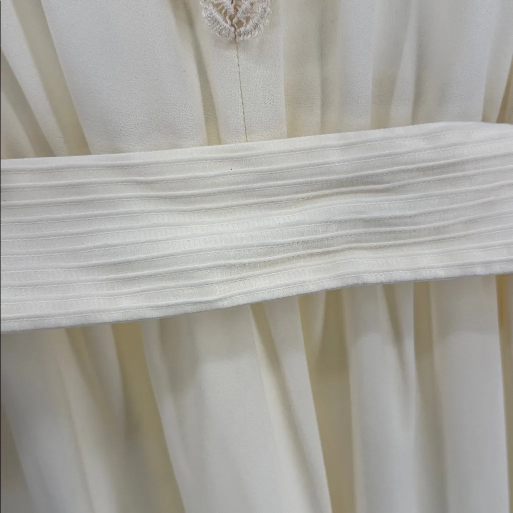 Vintage Jennifer Gee Cream Long Sleeve Dress lace trim cottage 12 boho 70s - Image 13