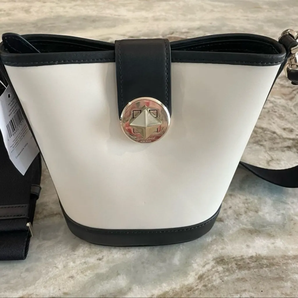 Kate Spade New York Audrey Mini Bucket Crossbody – Off-White/Black – NWT - Image 3