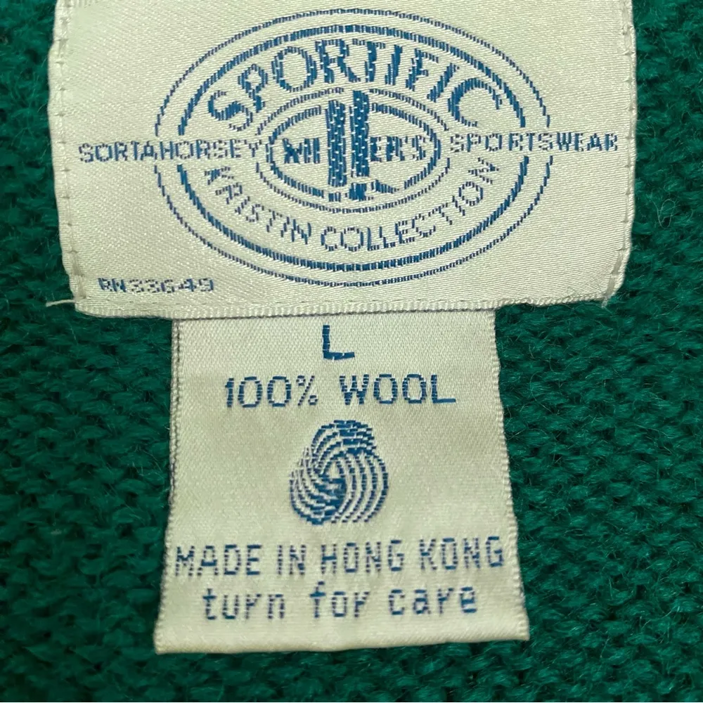 Vtg Sorta horsey sportswear Kirstin Collection coach horn cardigan Green Size L - Image 7