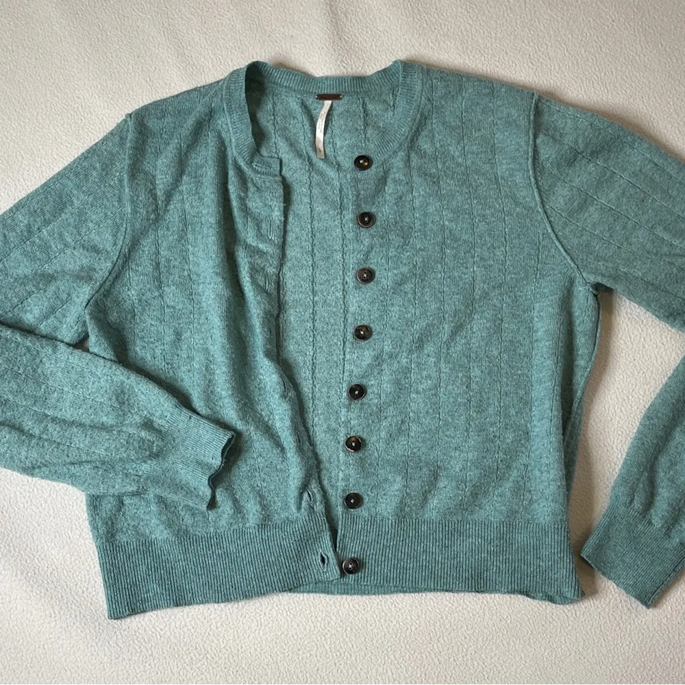 Free People Always With Me Cardigan in Teal - Image 3