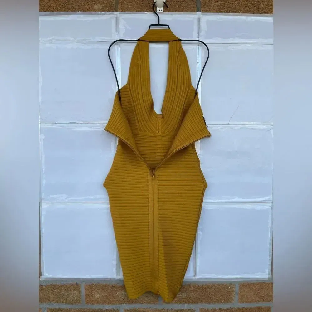 House of CB London Verbena Rib Bandage Halter Dress XS - Image 10