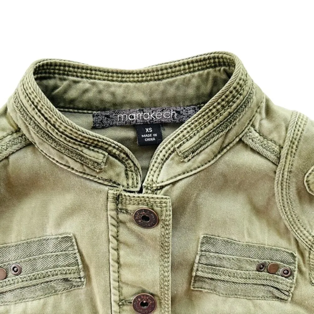 Marrakech Army Green Utility Jacket Size XS Geneva Military Anthropologie - Image 2