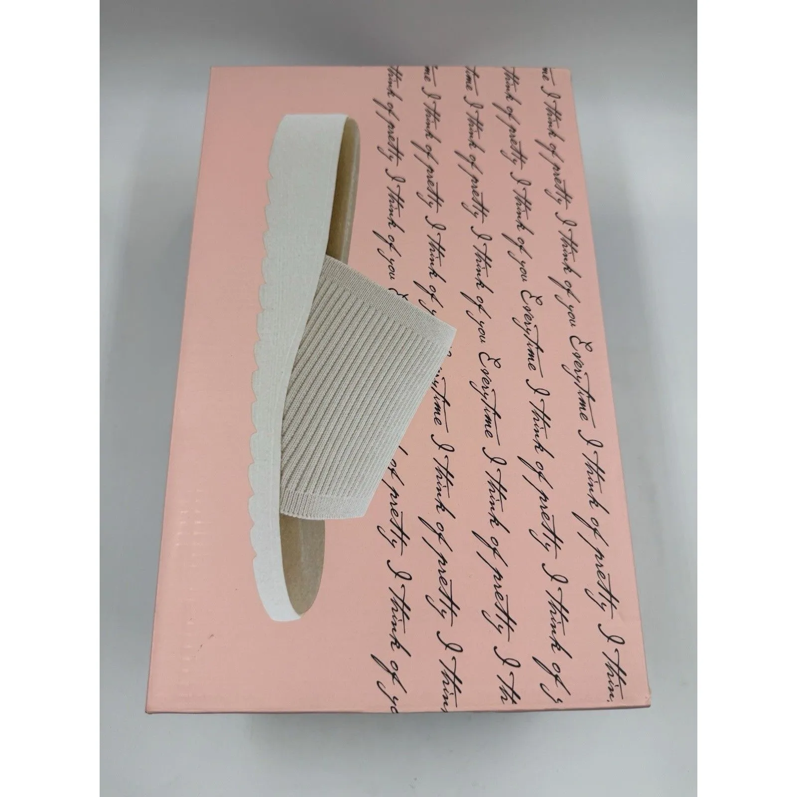 Kensie Ellie Women's Knit Slip On Small Platform Padded Sandals Beige Size 7 New - Image 14