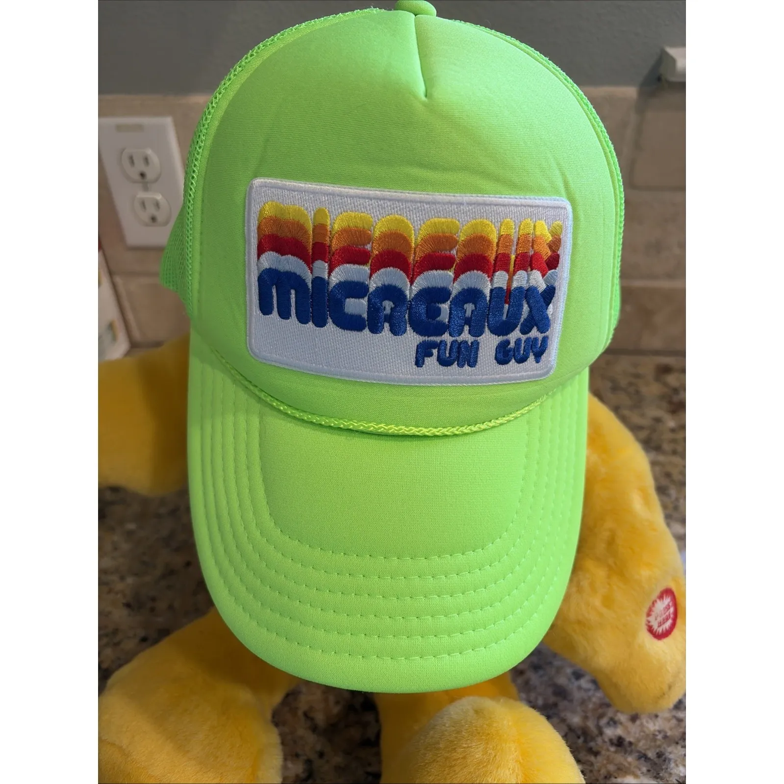 Jamnola Neon Green Micreaux Fun Guy Patch Trucker Hat Snapback Baseball Cap O/S - Image 2