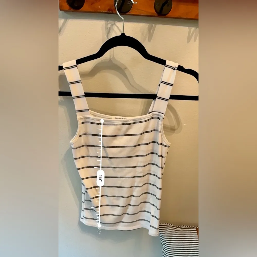 Women’s Black & White Striped Crew Neck Cotton Tank Size Small - Image 3