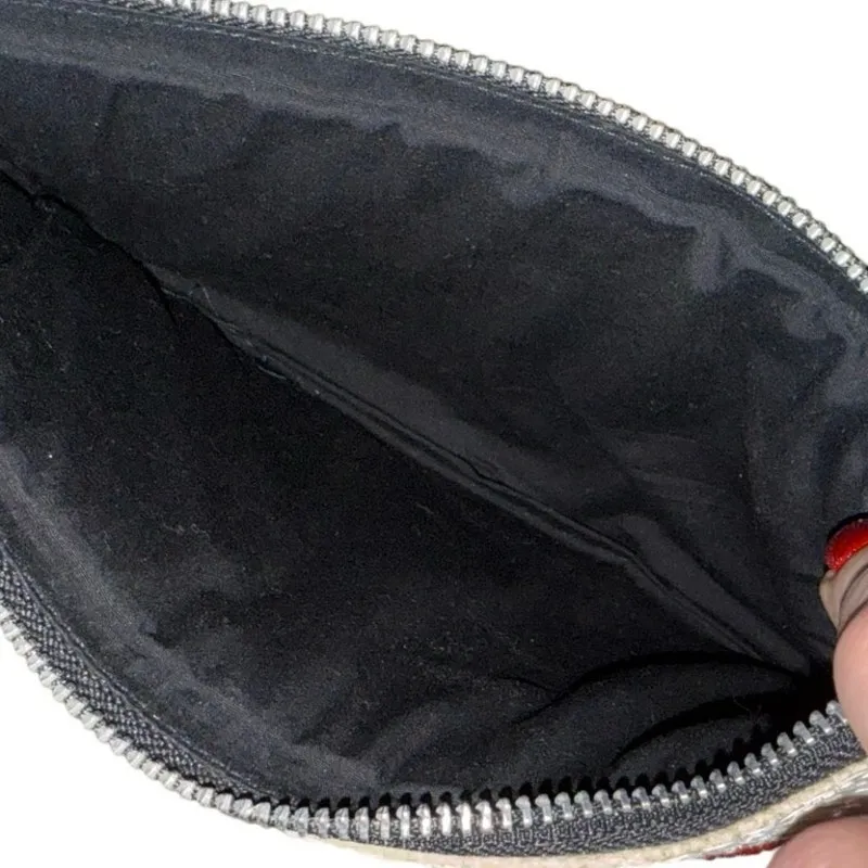 House of MUA MUA Sequin Clutch Wristlet Hand Embroidered Designer Italian Bag White - Image 3