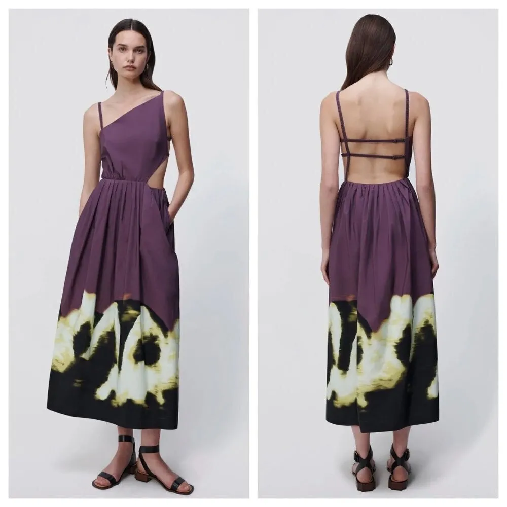 Jonathan Simkhai Collene Poplin Open Back Strappy Midi Dress Purple Size Medium - Image 15