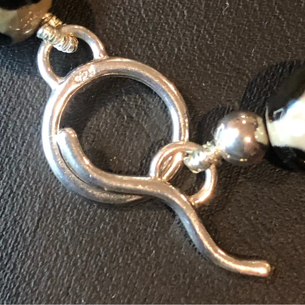 SIMON SEBBAG Tortoise Shell Agate Necklace with Sterling Silver Modern Pendant Black - Image 11