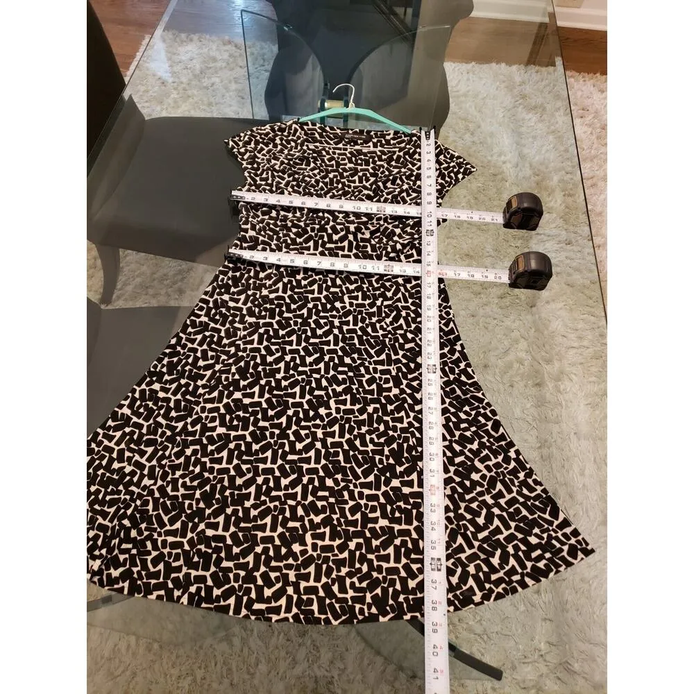 Jones New York Womens White Black Geo Print V Neck Knee Length Sheath Dress 10 - Image 11