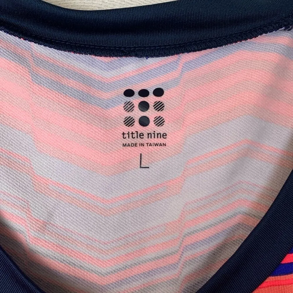 Title Nine womens large dress Gidget 2.0 stripe athletic swim cover blue pink ch - Image 3