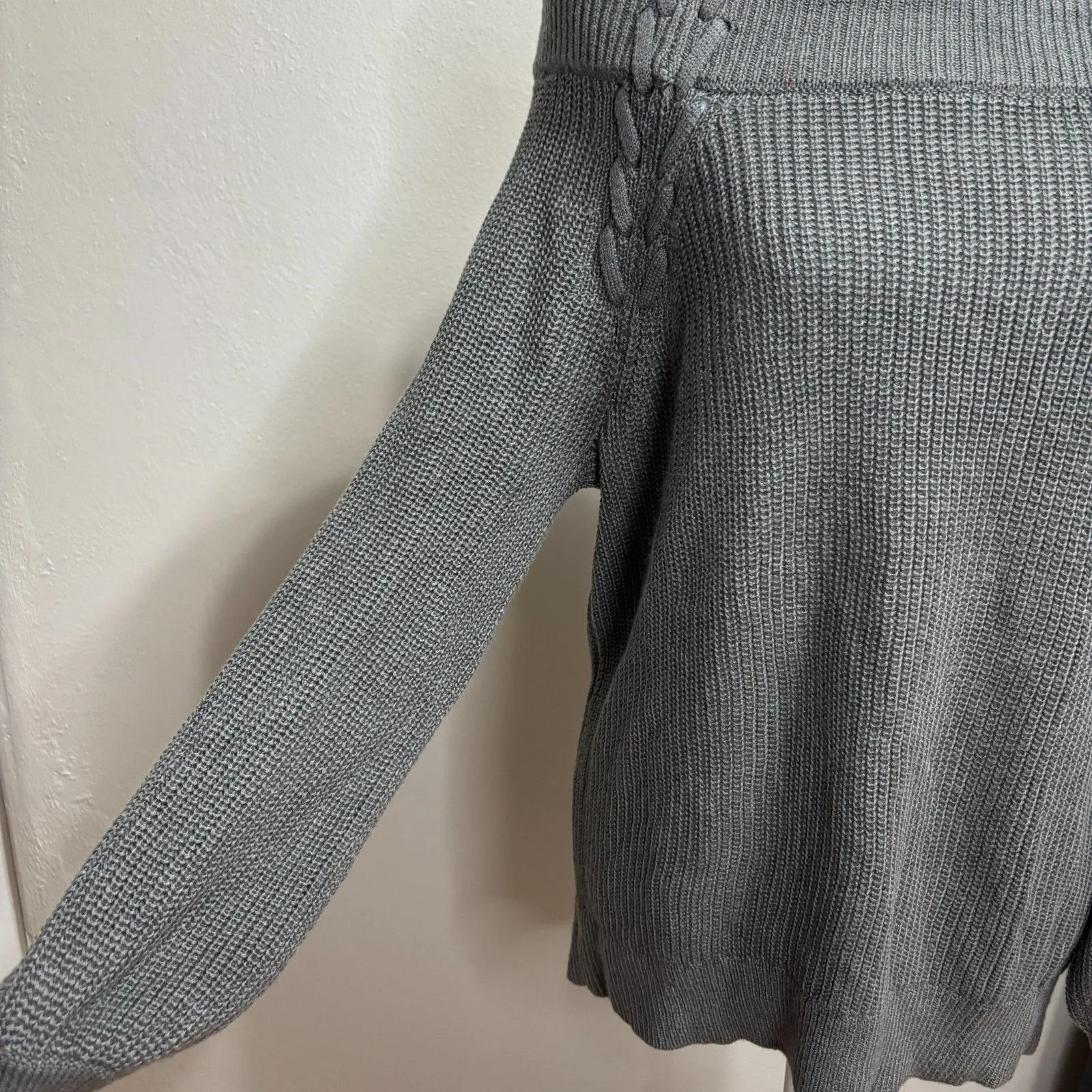 Soho NY & Co Jeans Tunic Sweater Women's M Gray Off The Shoulder Y2K Casual Chic Size M - Image 6
