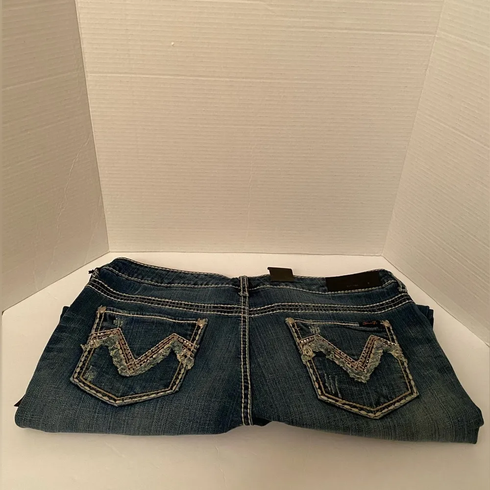 Seven7 Blue Boot Cut Jeans With Embellished Back Pockets Size 16 - Image 10