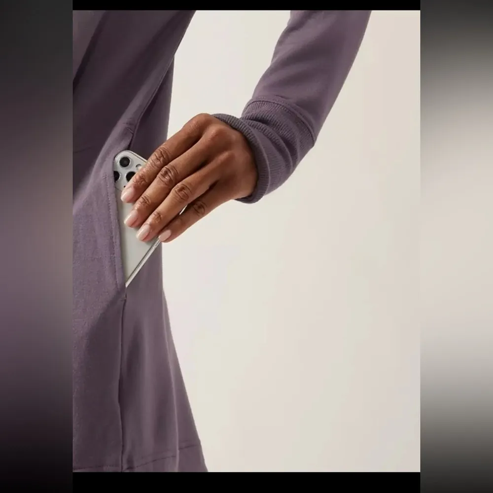ATHLETA DUSK VIOLET POCKETS NIRVANA PRANAYAMA RESTORE WRAP CARDIGAN - Image 3