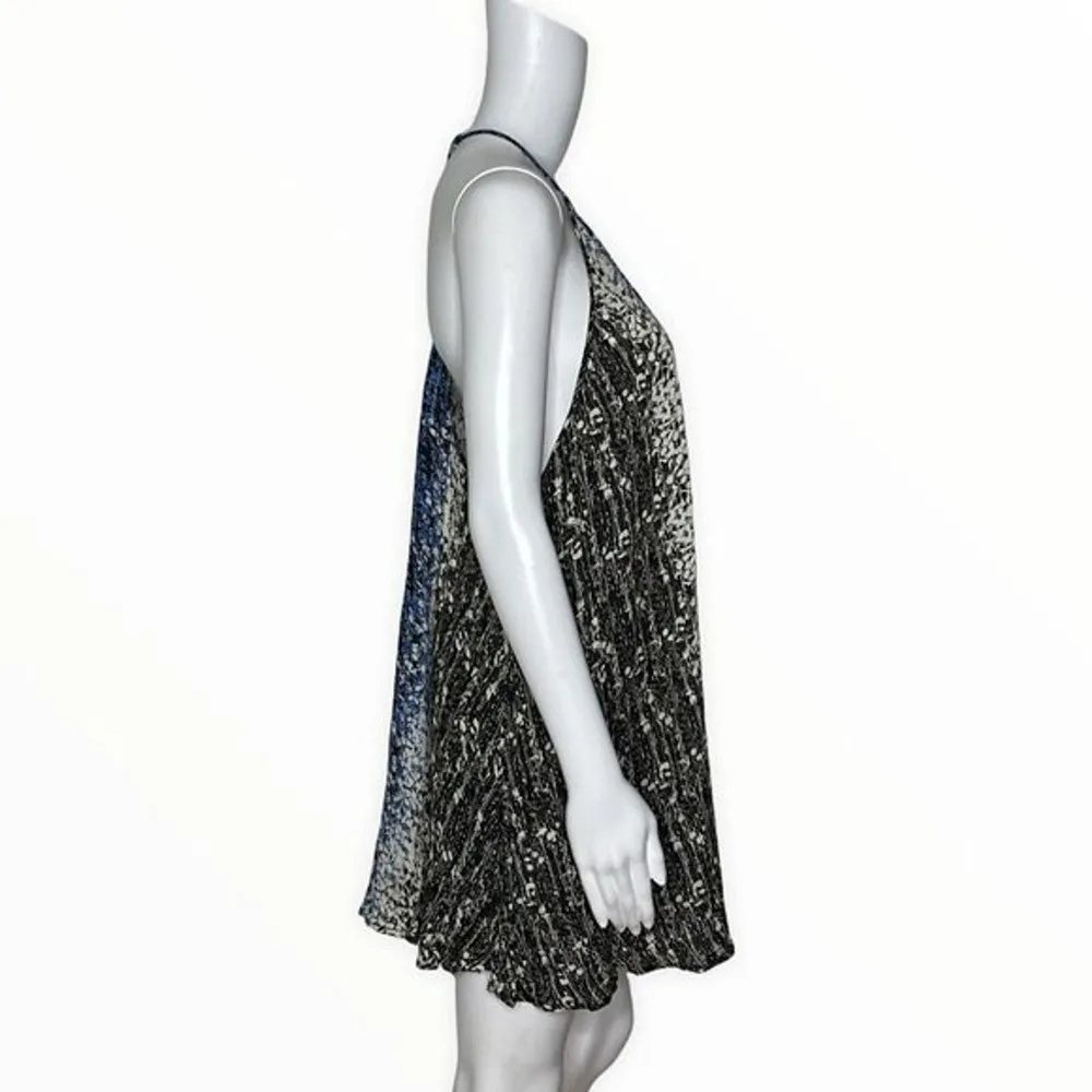 Free People Dress Womens Small Blue Black Onyx Printed Small Talk Mini Edgy Rock - Image 2