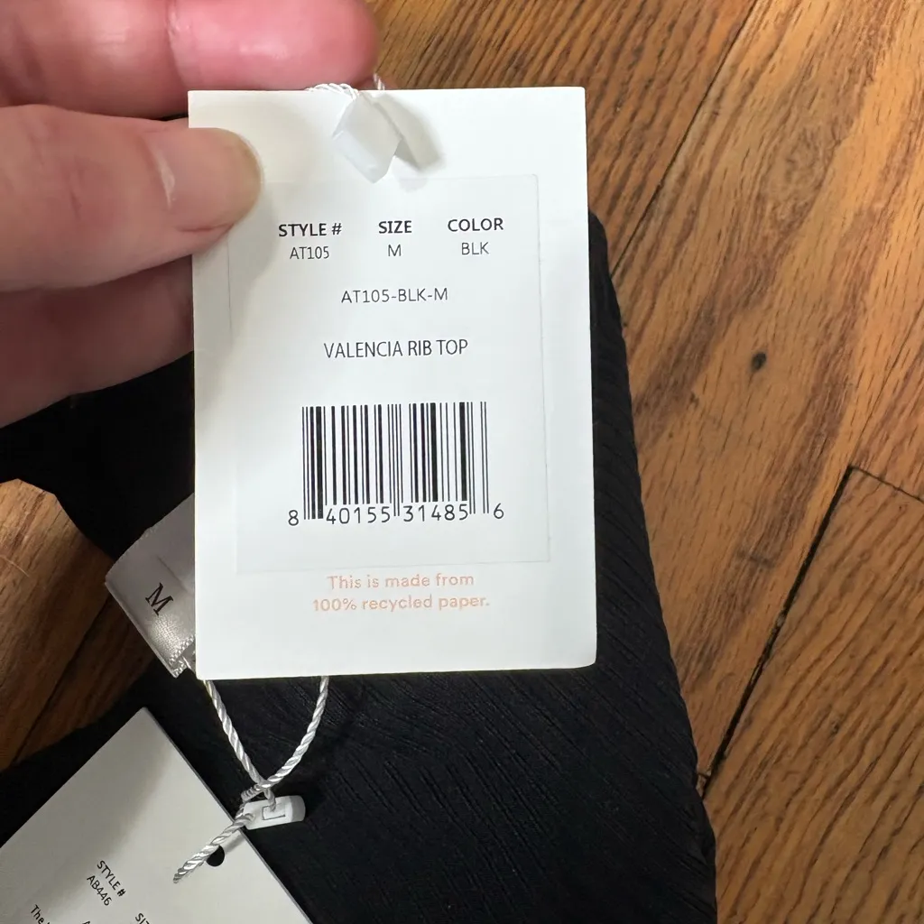 Andie Bikini Set Valencia Top High Waisted Cheeky Bottom Ribbed Black Size M NWT - Image 10