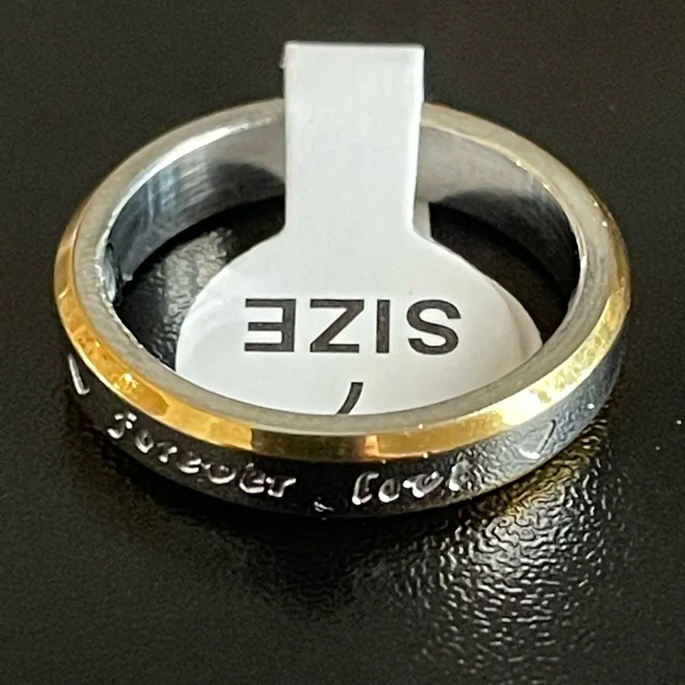 4mm gold silver forever love ring size 7 - Image 6