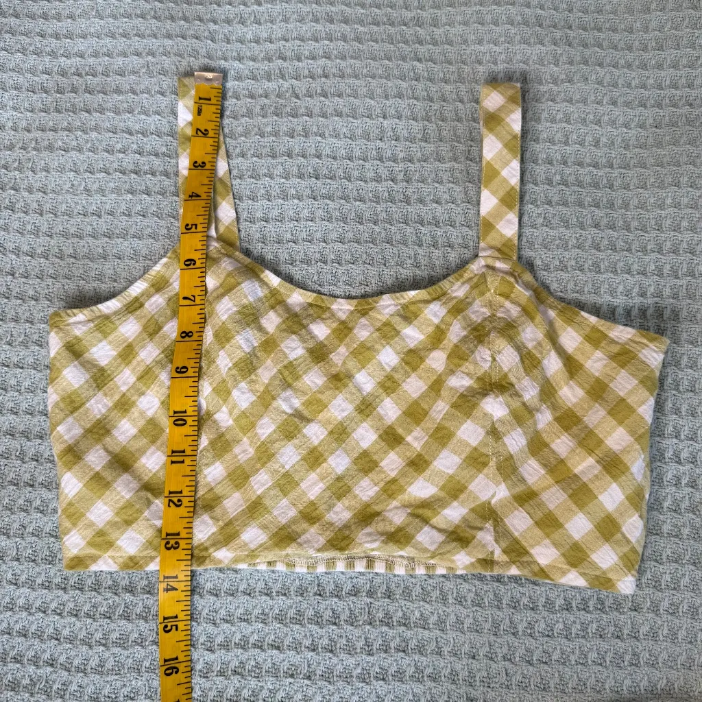 Aerie Gingham Corset Tank Top Womens Medium Green Gingham Shirt Cropped Western - Image 9