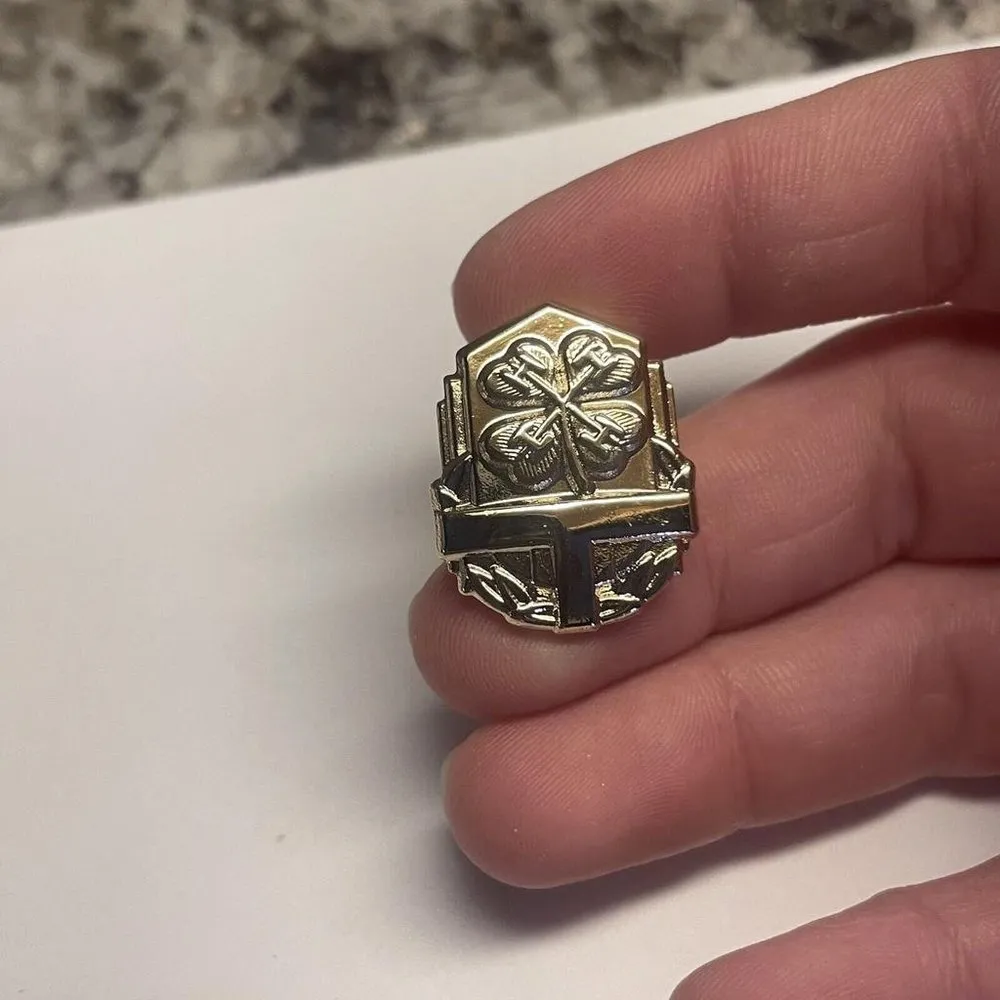 Gold Tone Four Leaf Clover Shamrock Brooch Tack Pin - Image 9