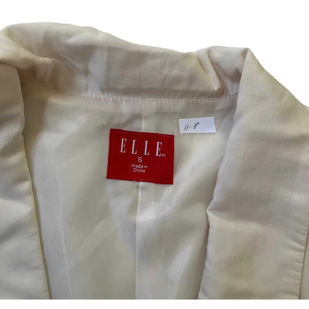 Elle Eggshell Collared Blazer Ruched Sleeve Women Size Small NWT | 11-8 - Image 4