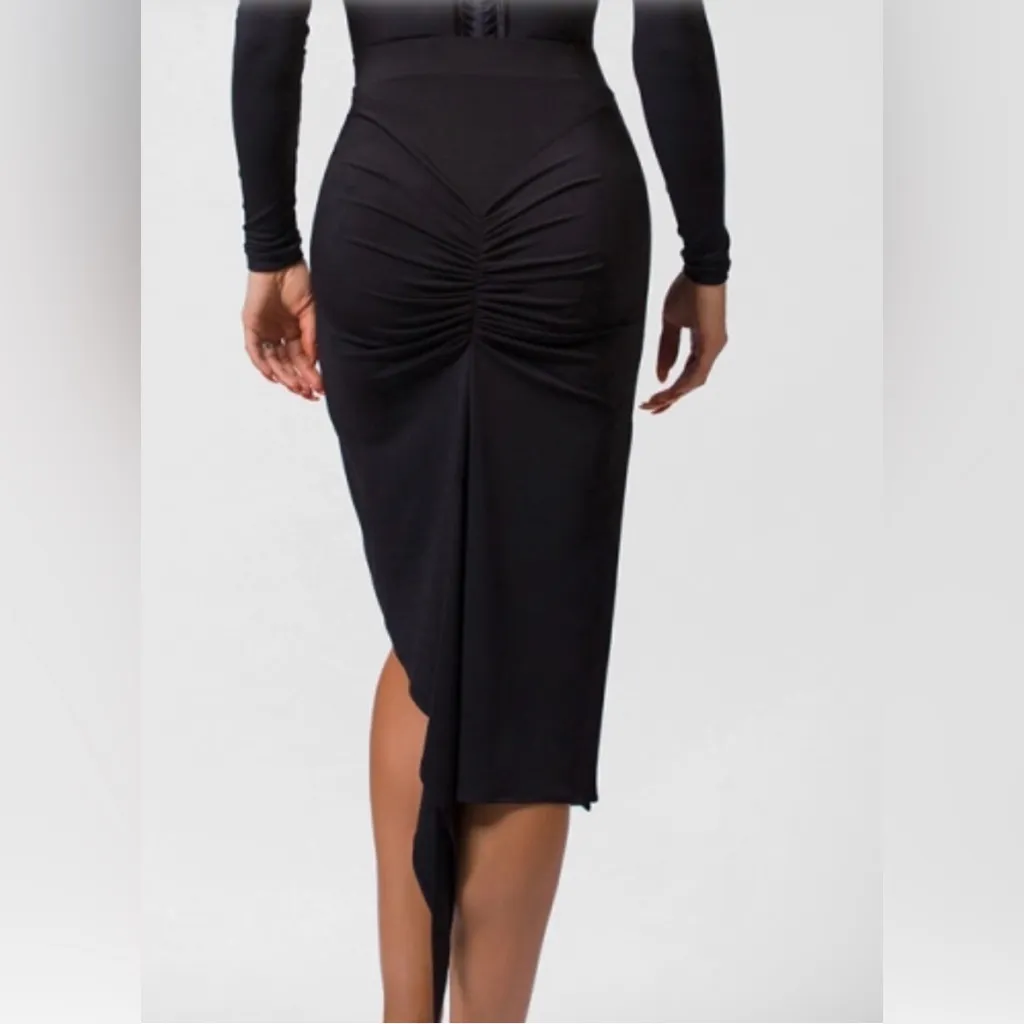 Michael Chen "Monica" Pleated Latin Skirt – Professional Ballroom Dancewear Black Size 4 - Image 4