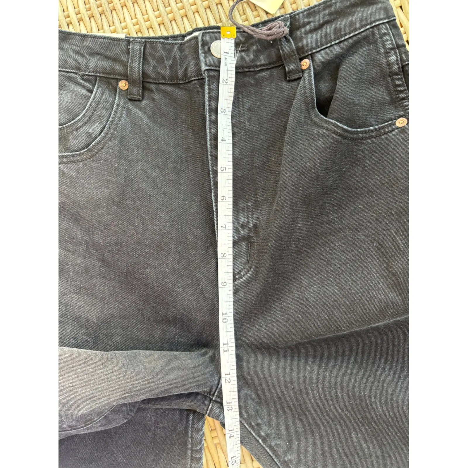 ROLLAS NWT Elle Super High Rise Relaxed Jeans 26 minimalist boho layered chic Black - Image 11