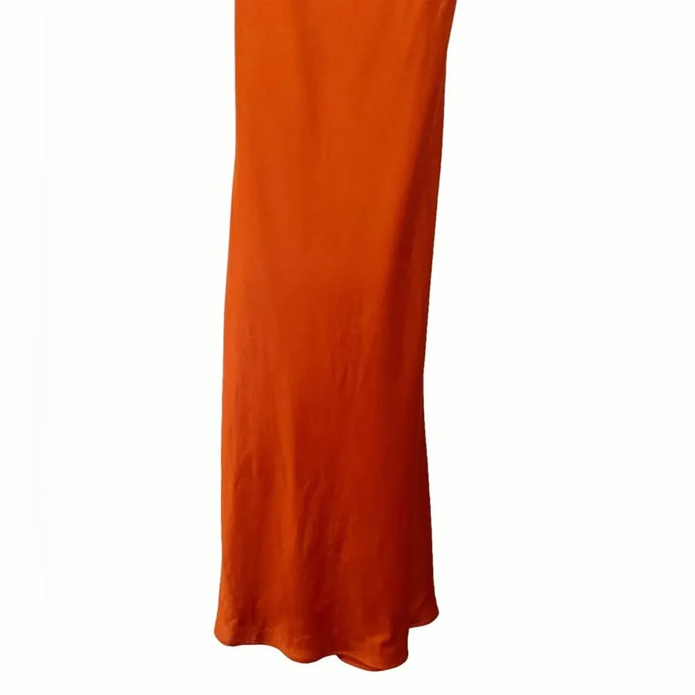 Show Me Your MuMu Burnt Orange Verona Satin Sleeveless Cowl Midi Dress Size XS - Image 12