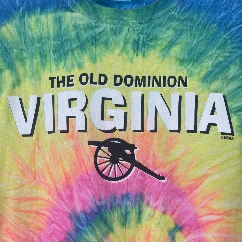 Colortone Large Pastel Tie Dye Virginia Travel Graphic Tee Shirt Yellow - Image 3