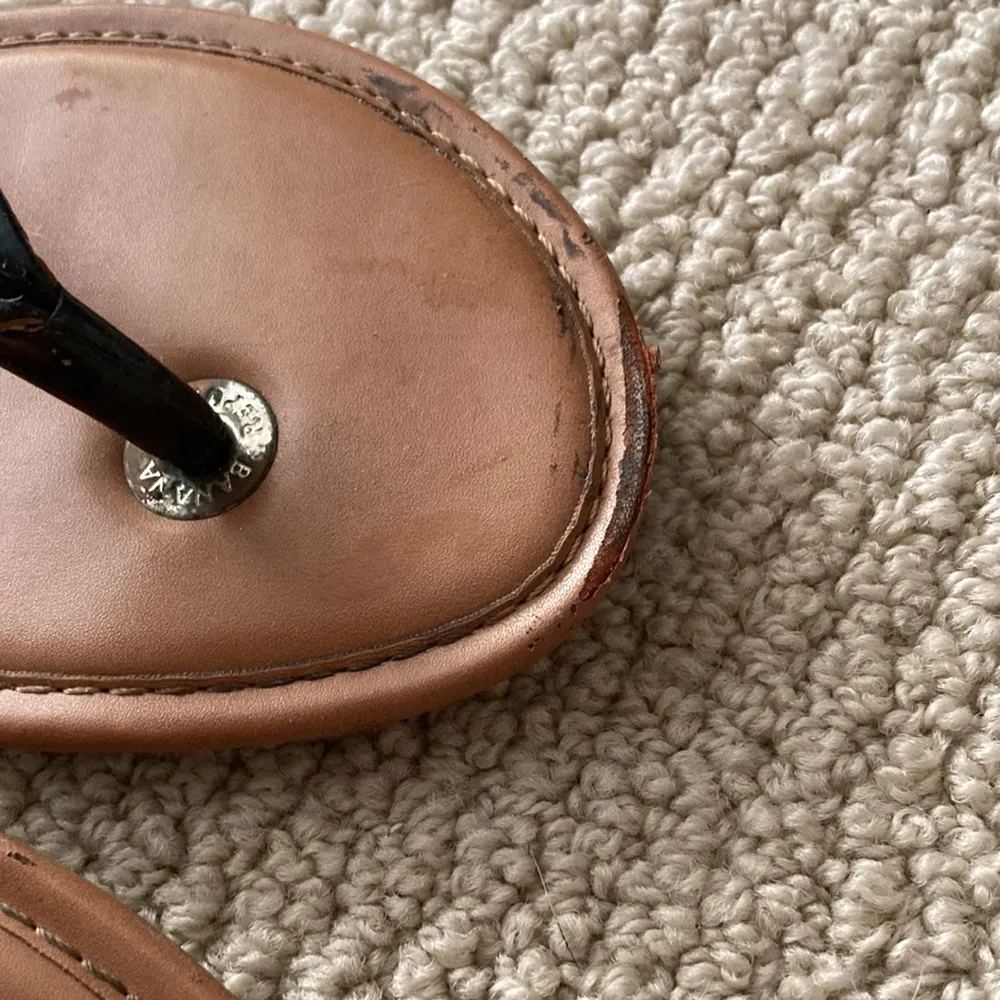 Banana Republic Leather Casual Flip Flops Tan and Blue Sandals Chic Size 8 GUC - Image 6