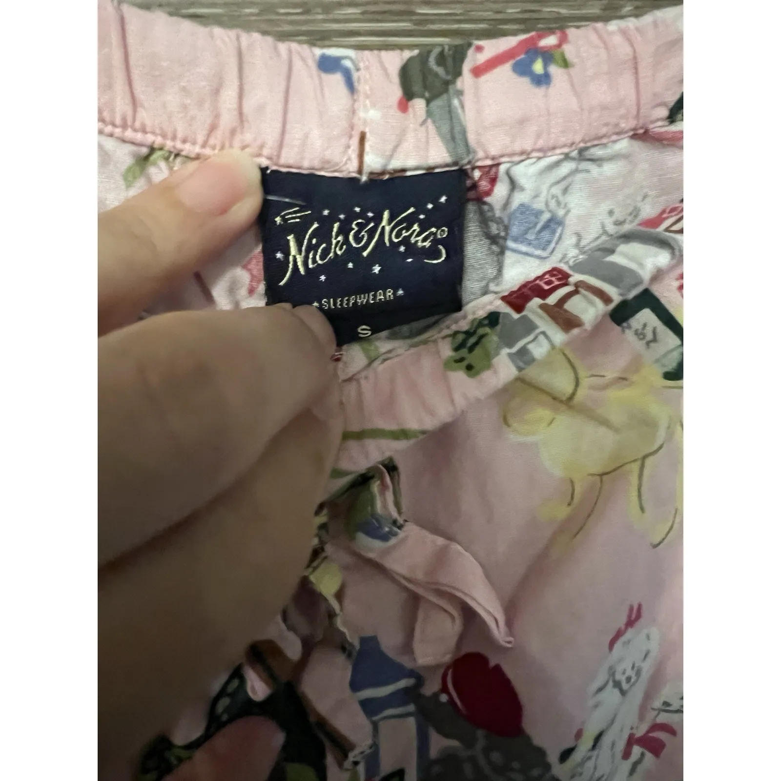 Nick & Nora Pajama Pants Pink Poodle Chez Paris Sz Small - Image 2