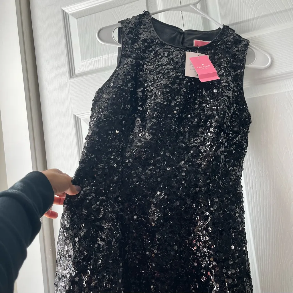 NWT Kate Spade Sequin Fit-and-flare Cocktail night out Dress Black Size 2 - Image 5