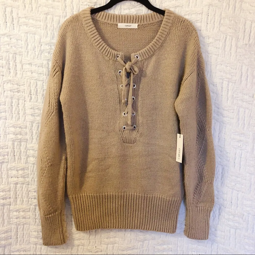 NWT Capulet Brighton Henley Lace Up Sweater - Image 3
