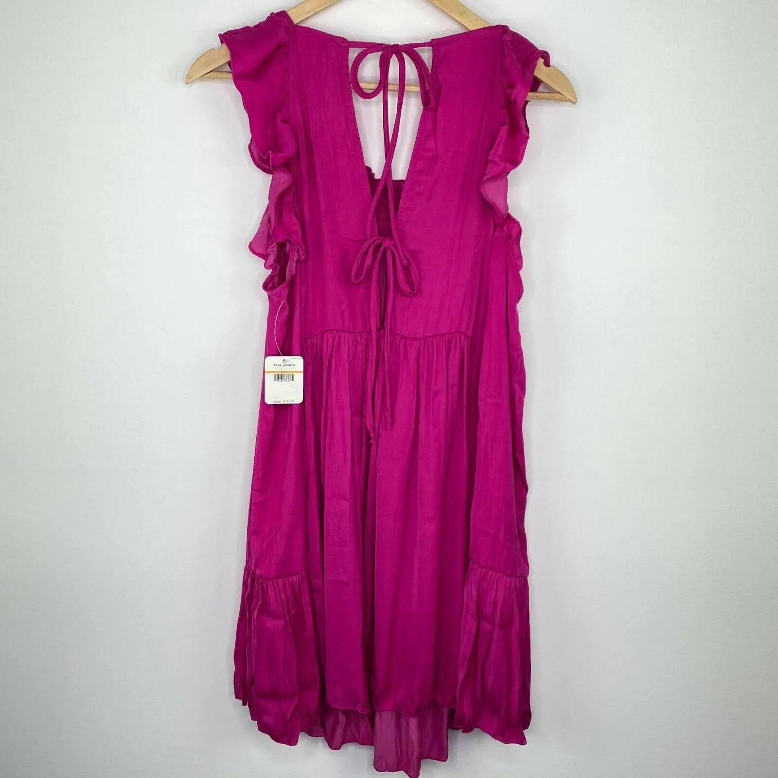 Free People Babydoll Mini Dress Size S Pink Barbie Ruffle Feminine Boho Summer - Image 6